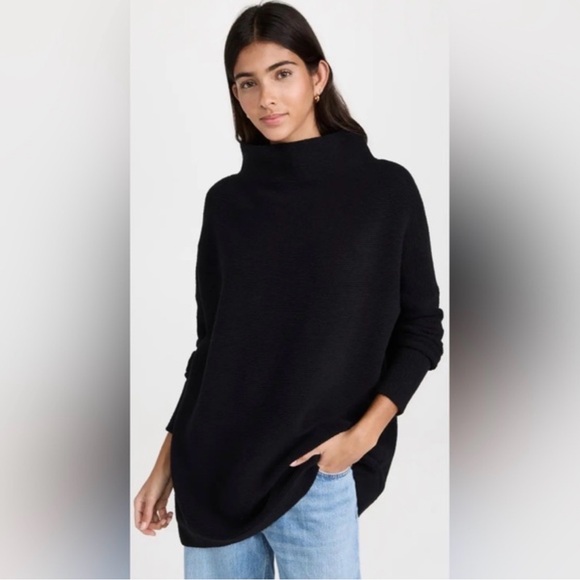 Free People Sweaters - Free People Ottoman Slouchy Tunic Black Mockneck sweater size large oversized
